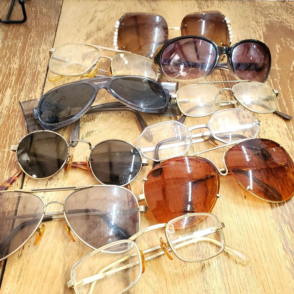 Lot of 8 Vintage Eyeglasses & Sunglasses Unknown Maker Damaged - 2 Unknown Age
